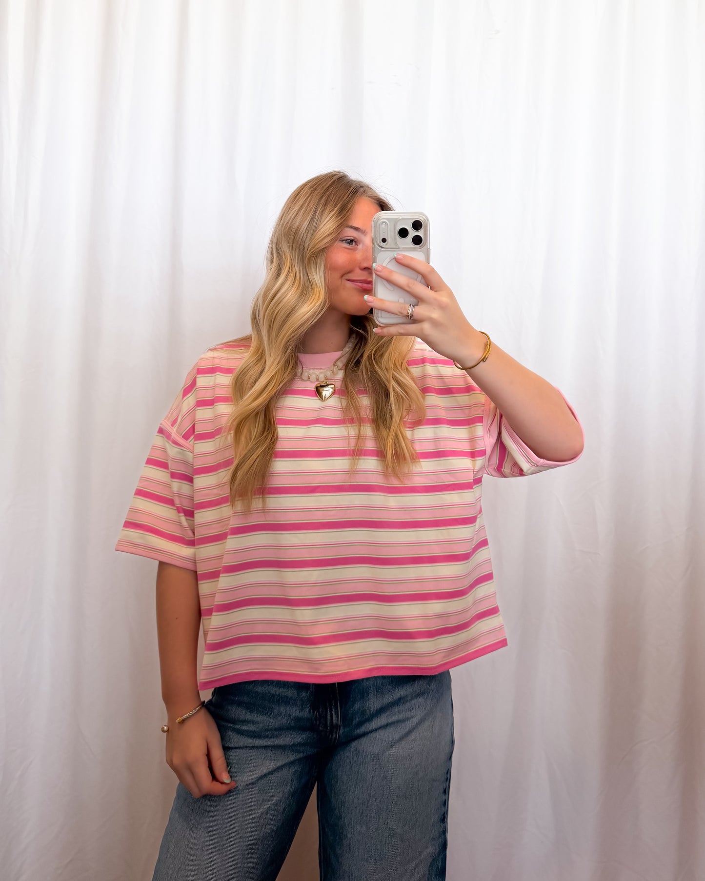 Strawberry Matcha Oversized Cropped Tee