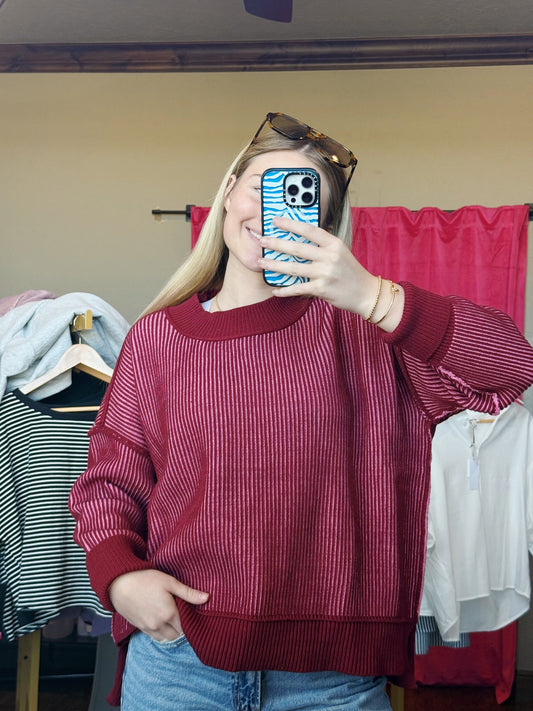 Haven Sweater In Dark Pink