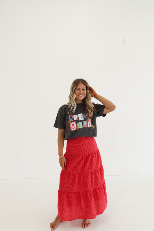 Strawberry Kisses Gingham Maxi