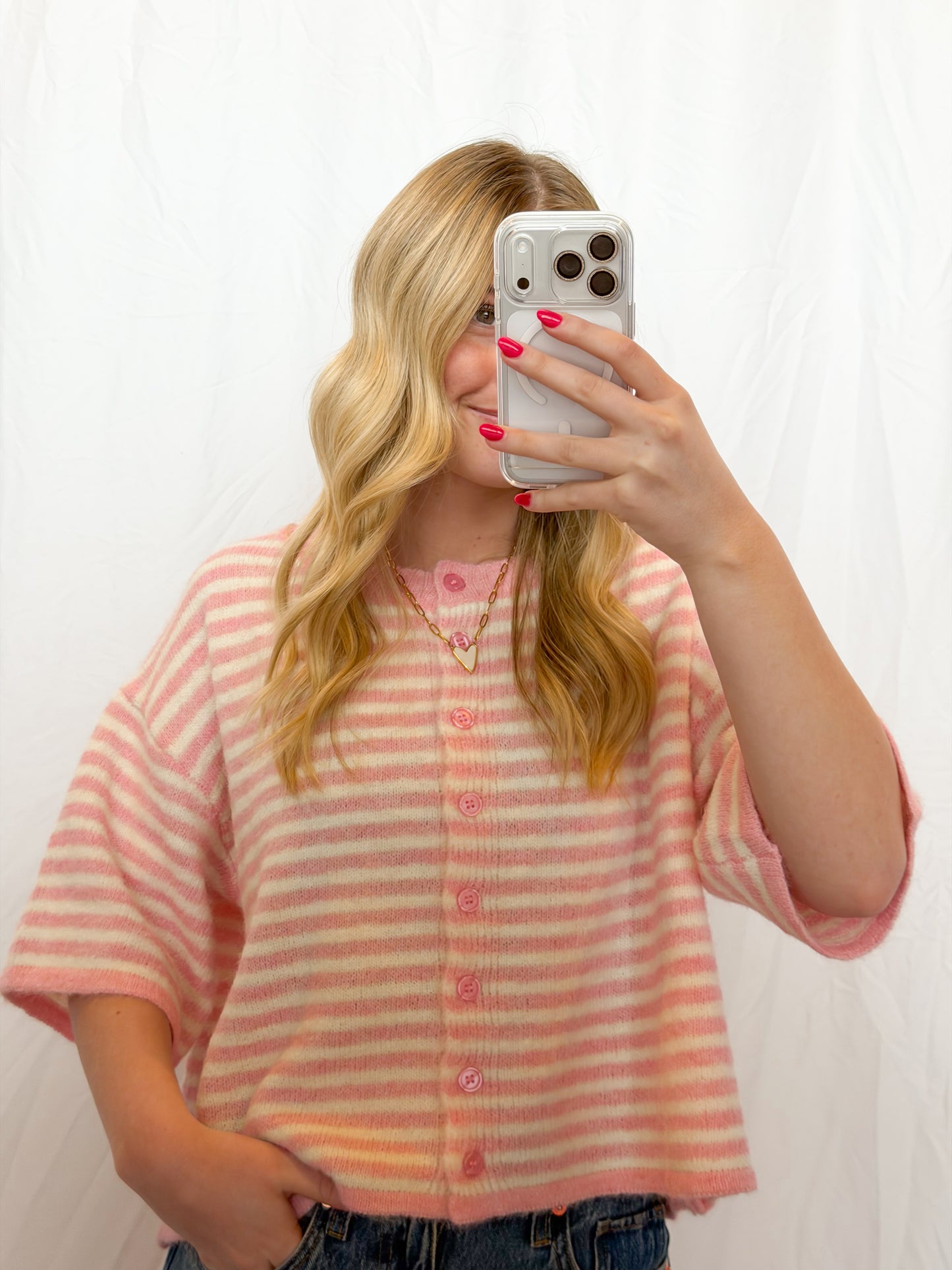Pink Striped Lou Cardigan