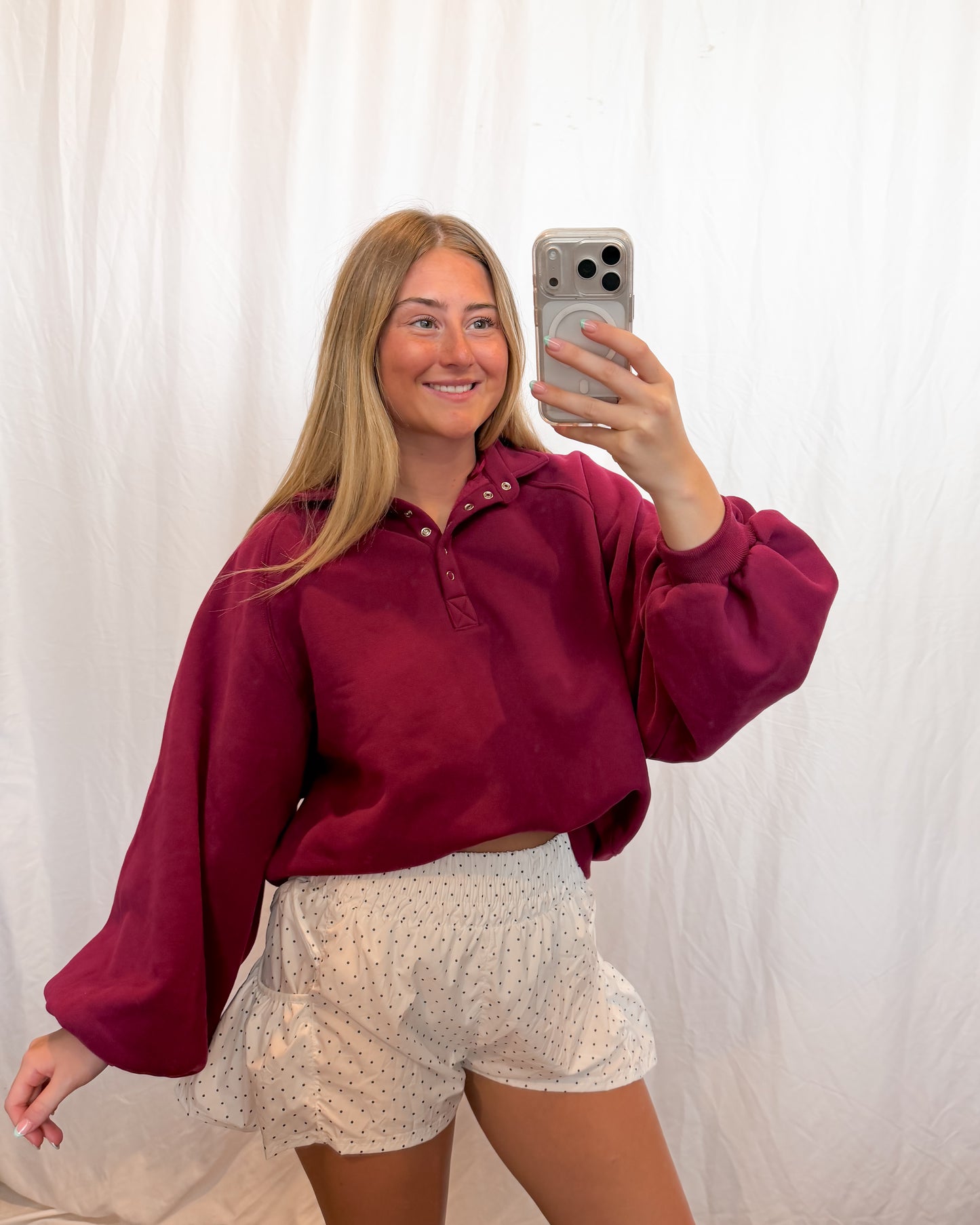 Piper Snap Pullover in Magenta