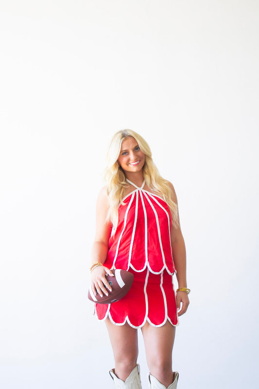 The Victoria Scallop Set - Red/White