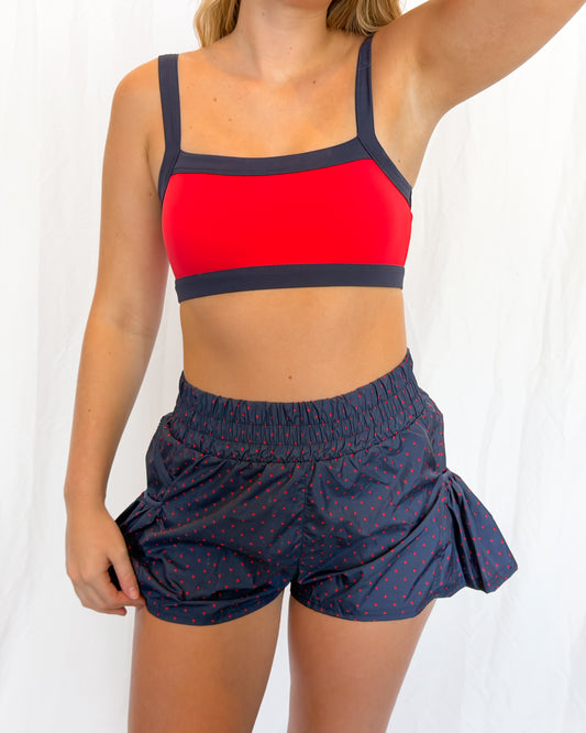 Navy & Scarlett Block Sports Bra