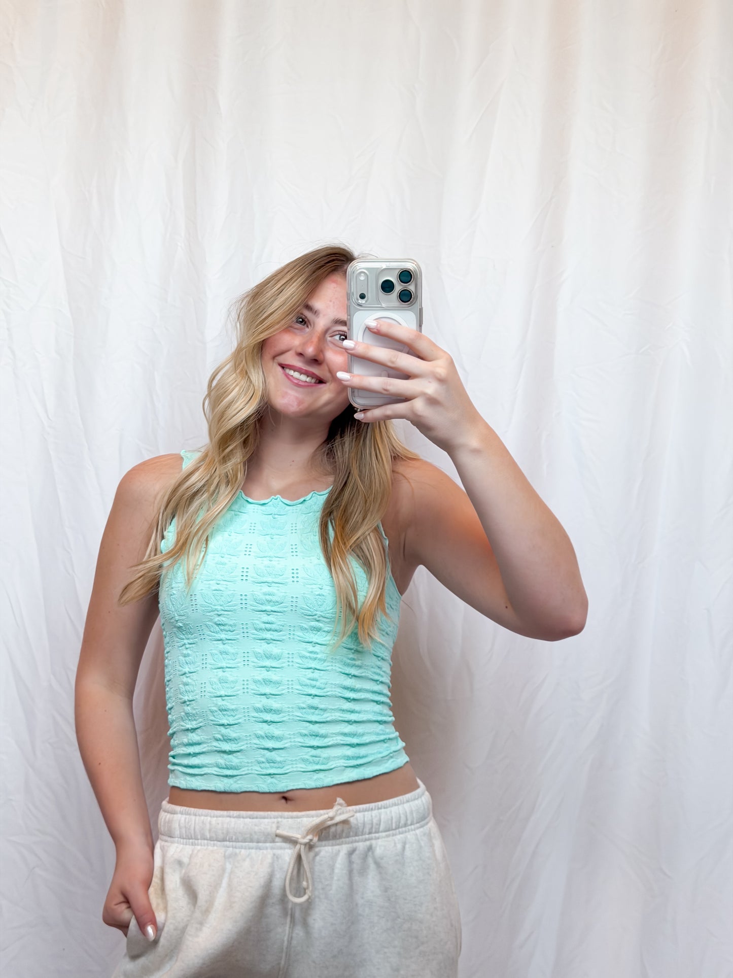 Scallop Texture Tank - Mint