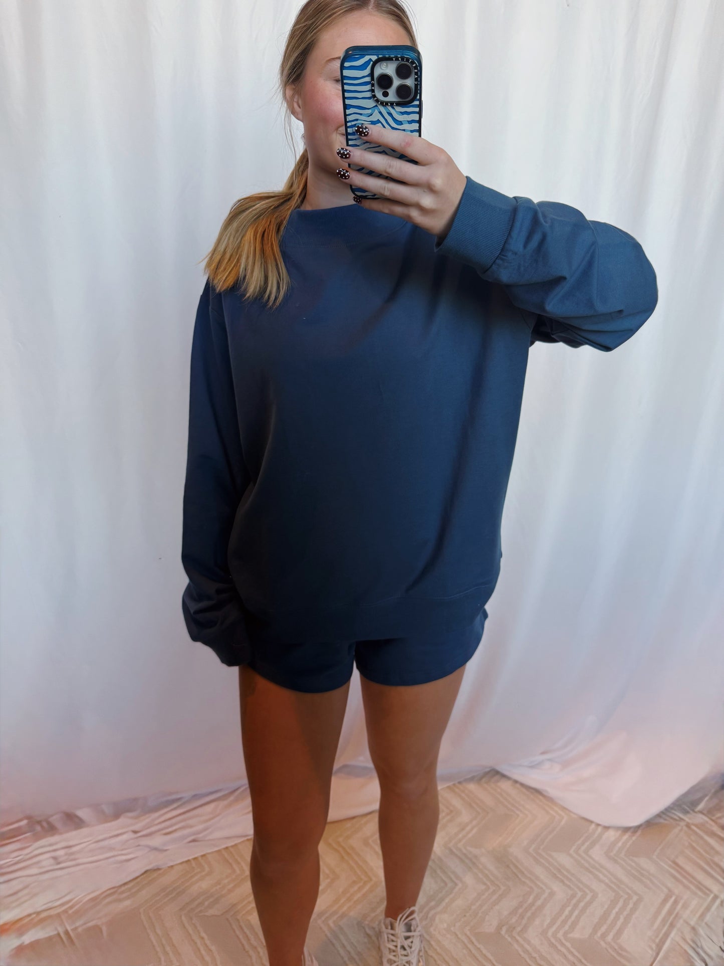 Denim Blue Mockneck Set