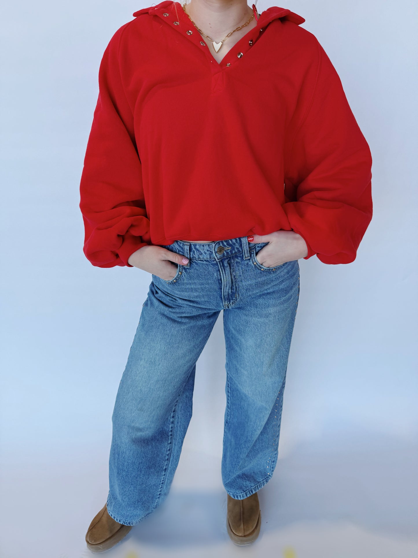 Piper Snap Pullover in Red