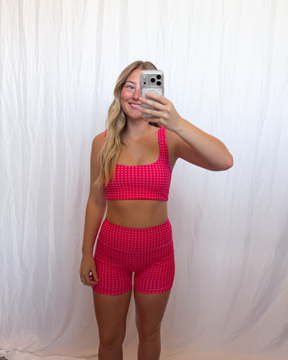 Raspberry Gingham Set