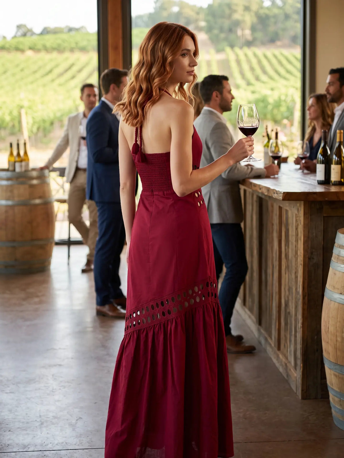 The Savannah Halter Maxi Dress - Crimson