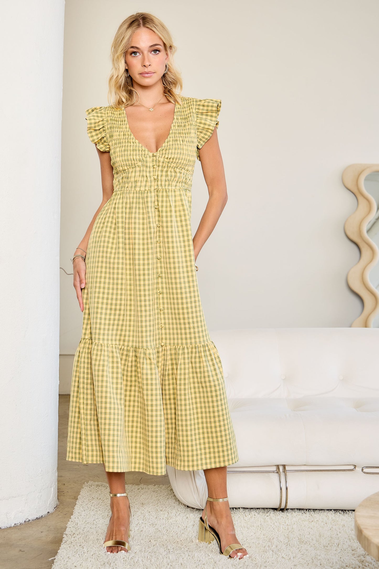 Golden Hour Gingham Maxi
