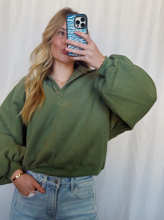 Piper Snap Pullover in Forest Green