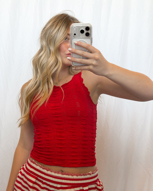 Scallop Texture Tank - Cherry Red