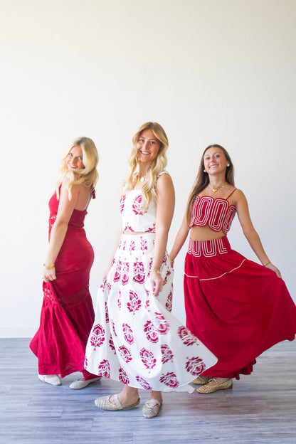 The Savannah Halter Maxi Dress - Crimson