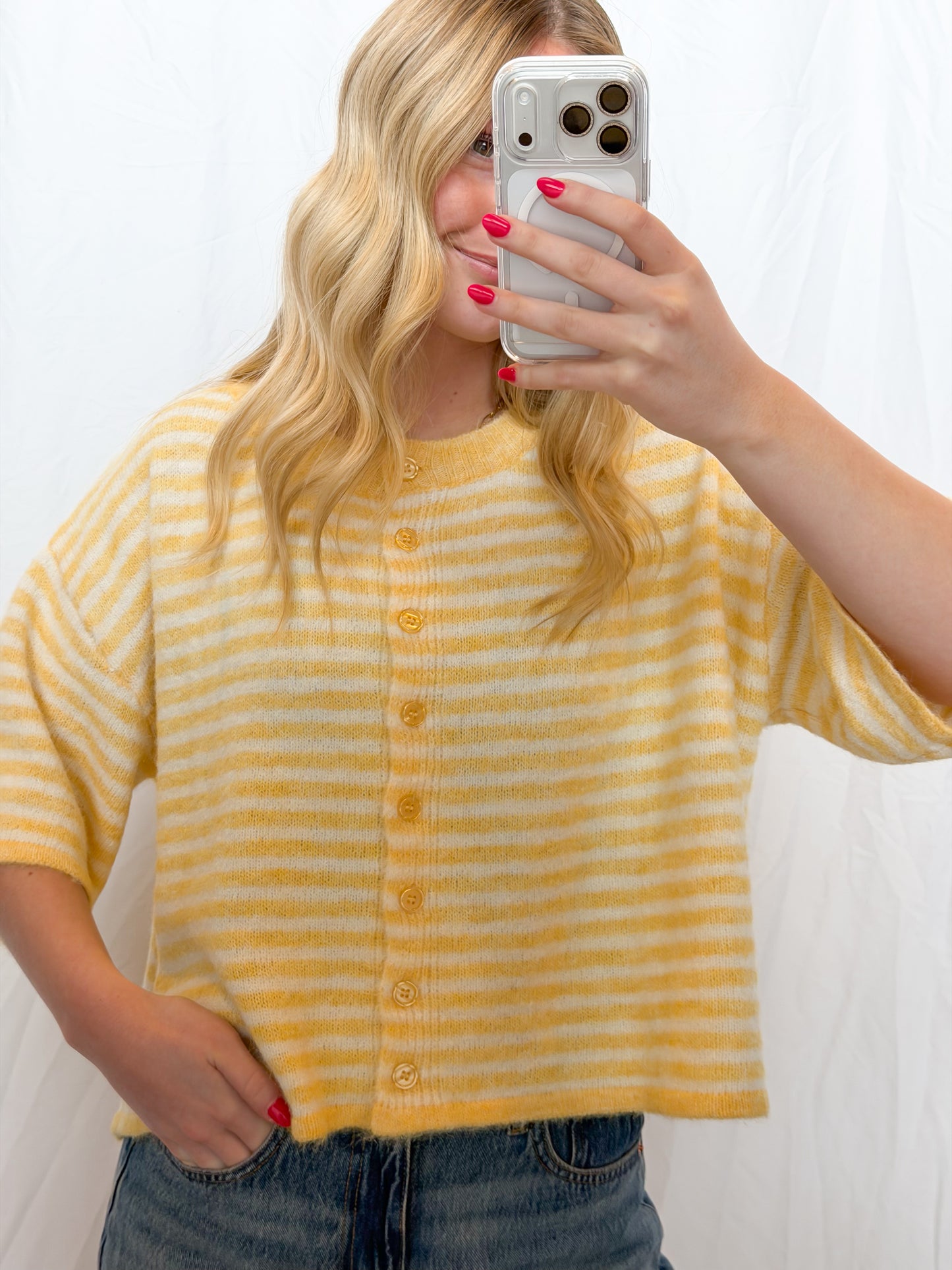 Yellow Striped Lou Cardigan