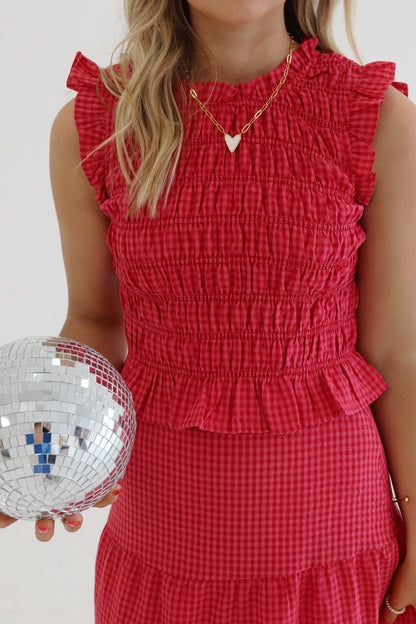 Strawberry Kisses Smocked Top