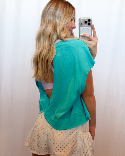 Turquoise Cutout Top