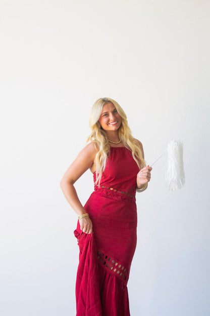 The Savannah Halter Maxi Dress - Crimson