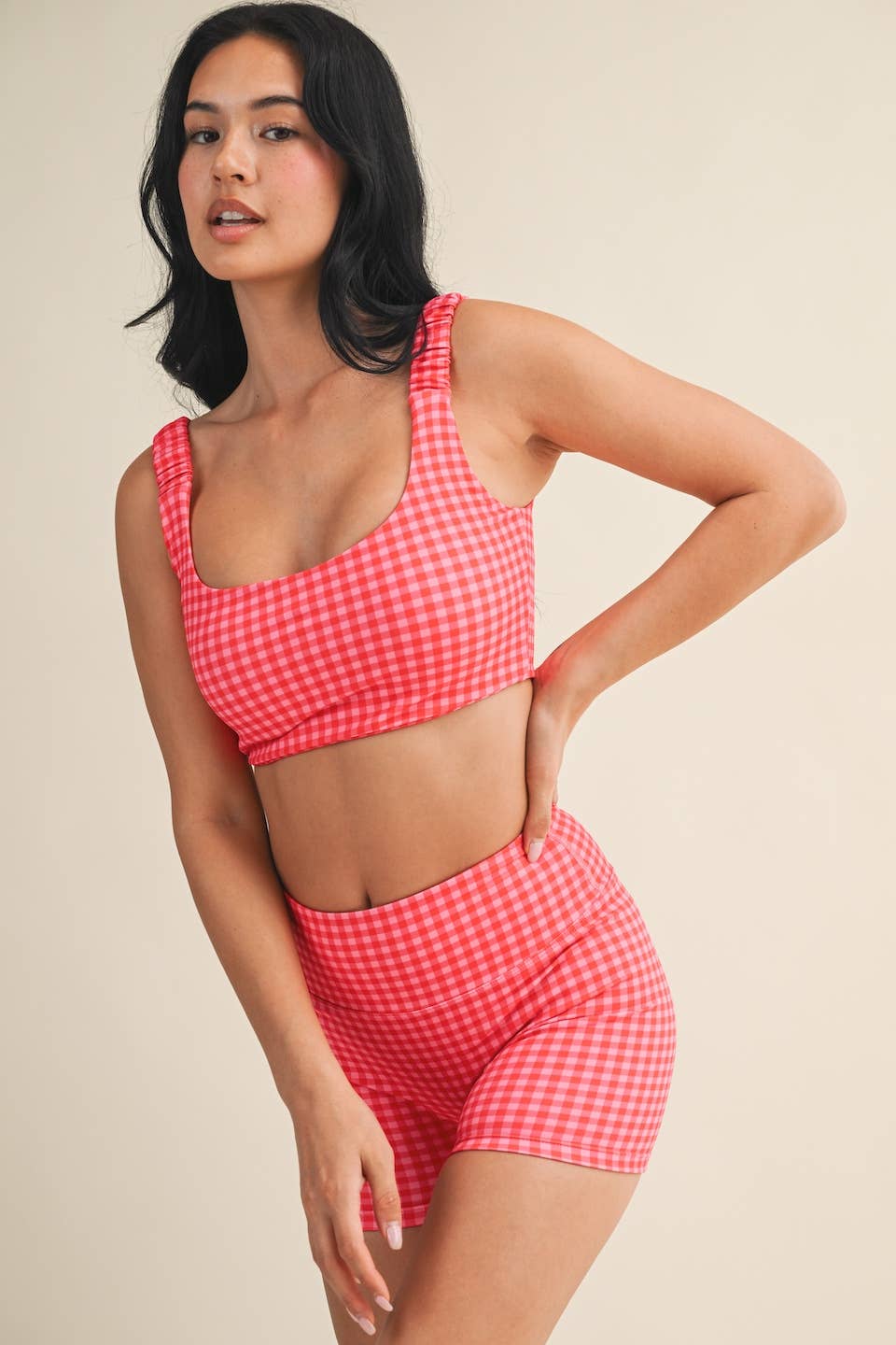 Raspberry Gingham Set