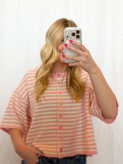 Pink Striped Lou Cardigan