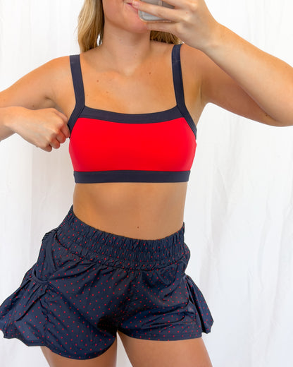 Navy & Scarlett Block Sports Bra