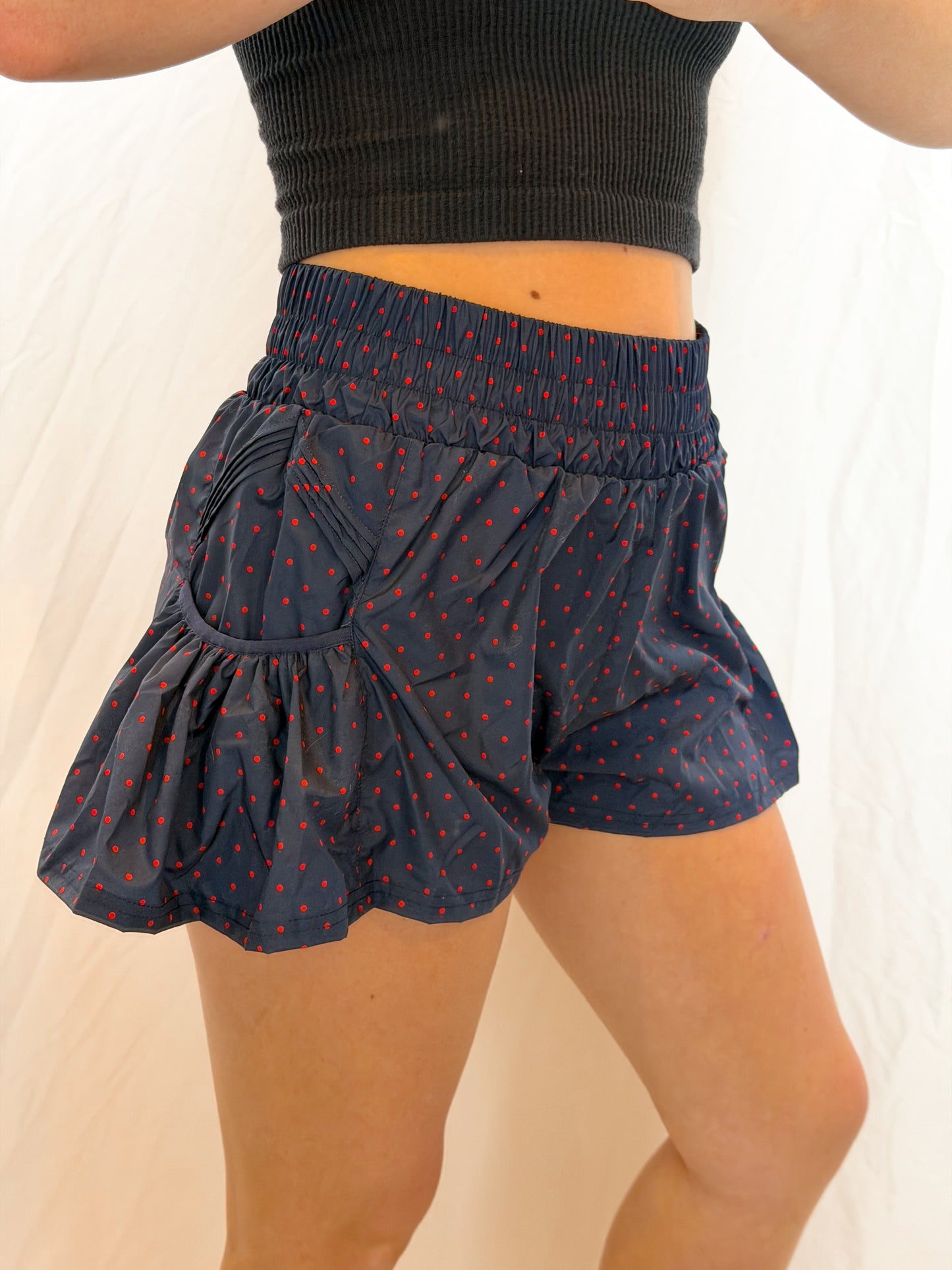 Navy & Scarlett Dot Shorts