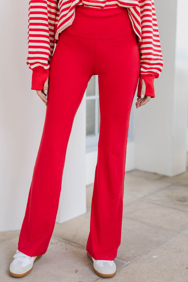 Red Flared Yoga Pants