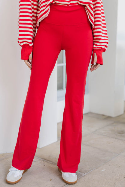 Red Flared Yoga Pants