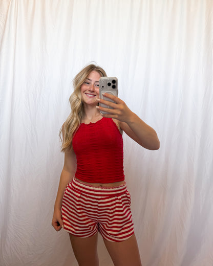 Scallop Texture Tank - Cherry Red