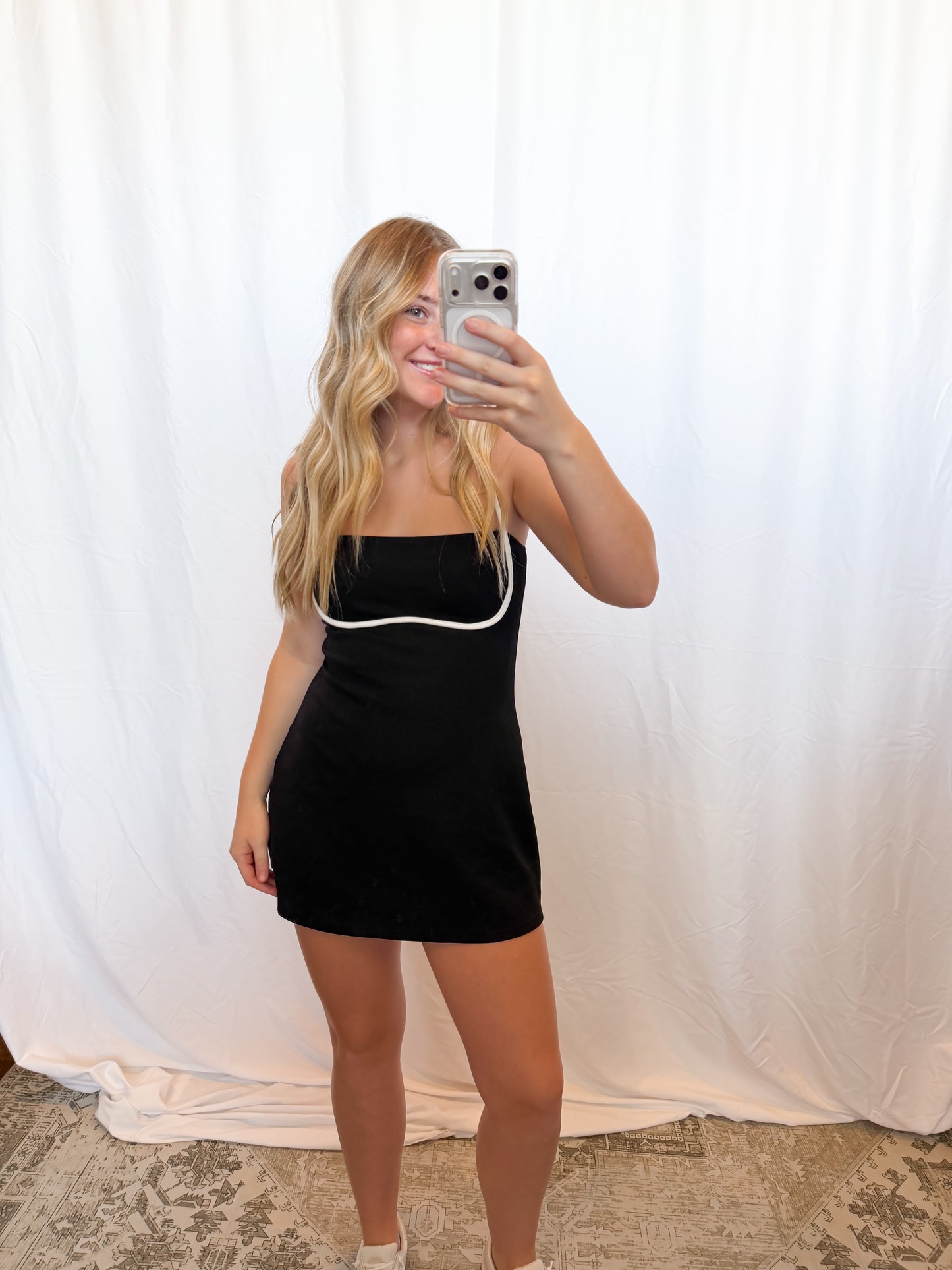Black Contrast Play Dress