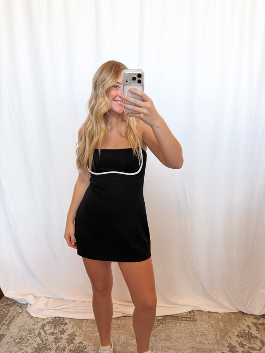 Black Contrast Play Dress