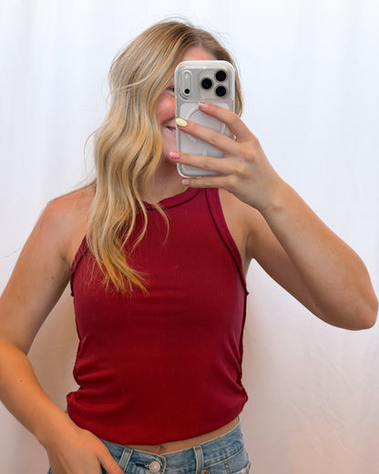 Mae Ribbed Tank in Cranberry