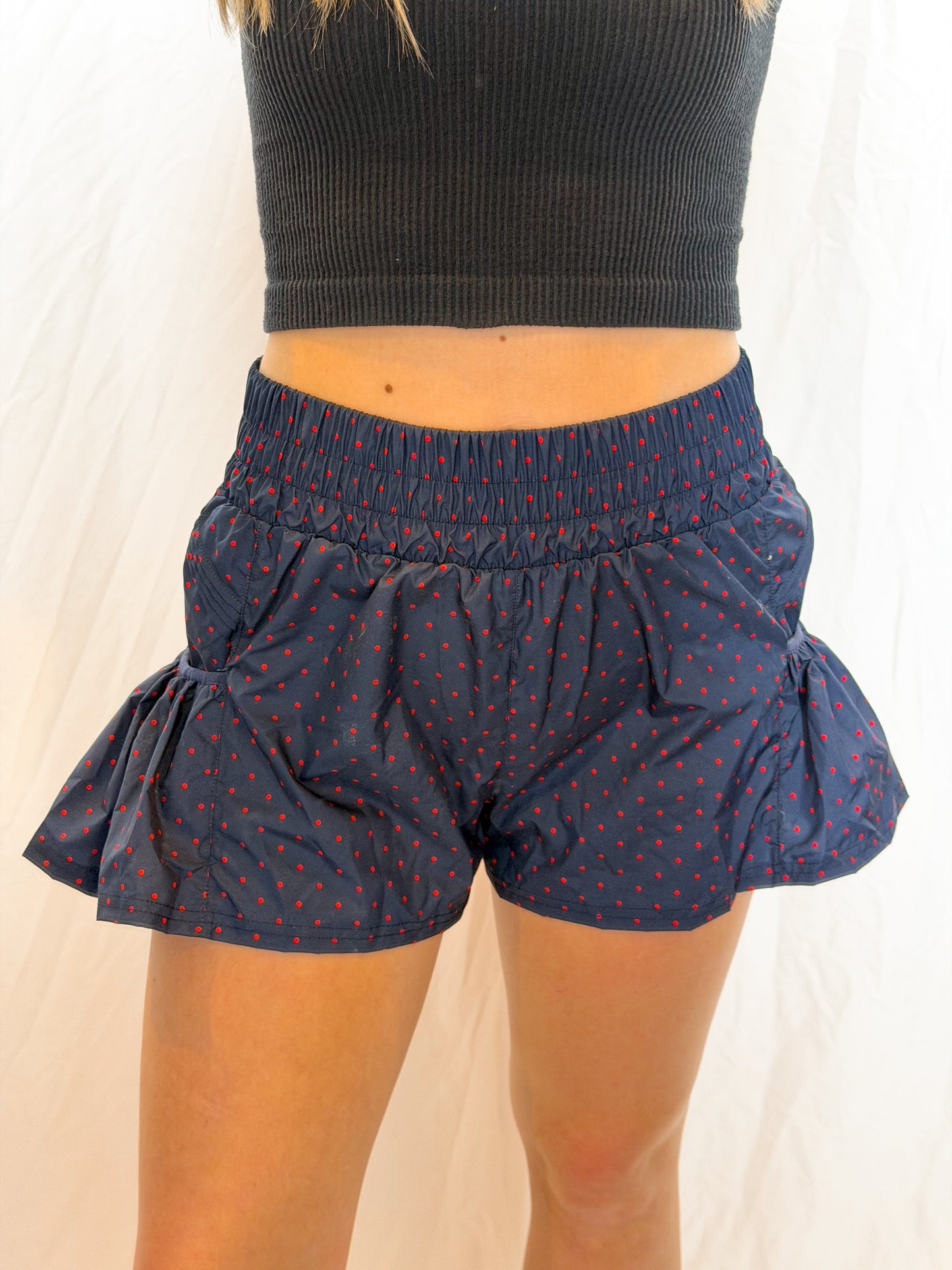 Navy & Scarlett Dot Shorts