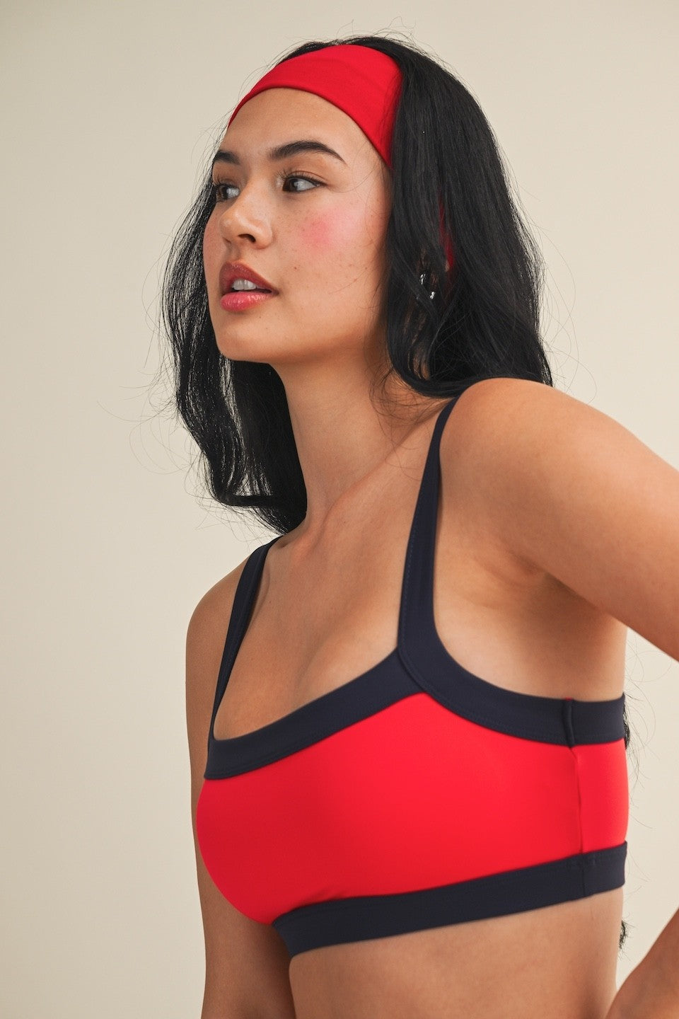 Navy & Scarlett Block Sports Bra