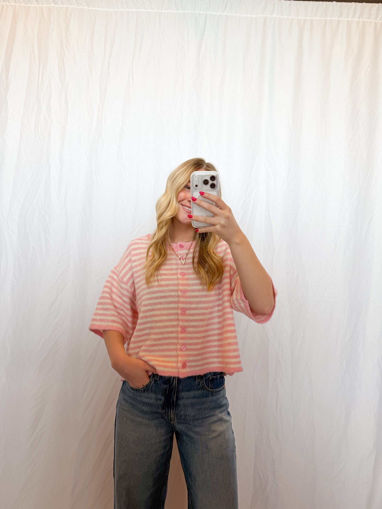 Pink Striped Lou Cardigan