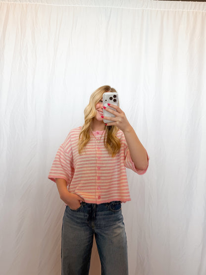 Pink Striped Lou Cardigan