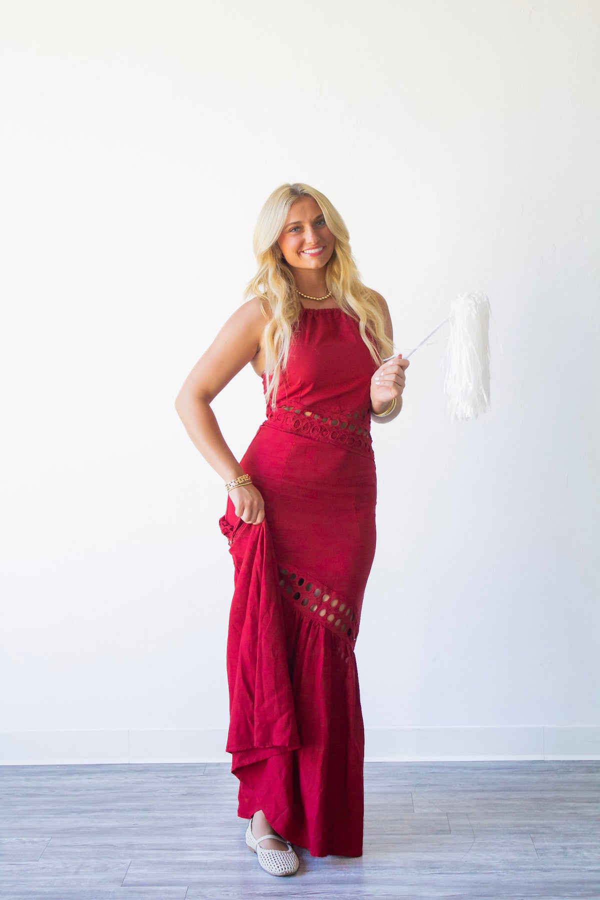 The Savannah Halter Maxi Dress - Crimson