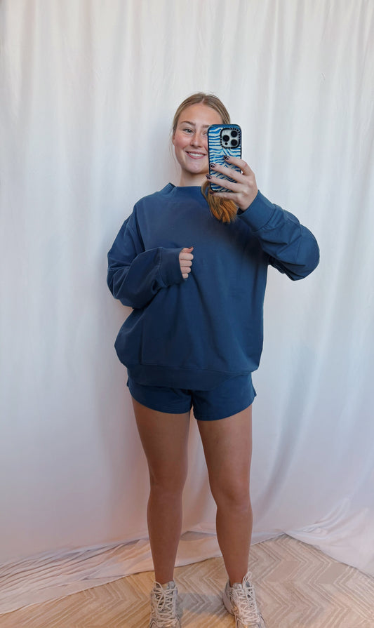 Denim Blue Mockneck Set