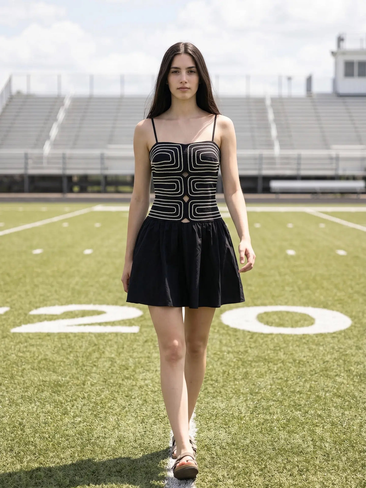 The Bri Mini Dress - Black/White
