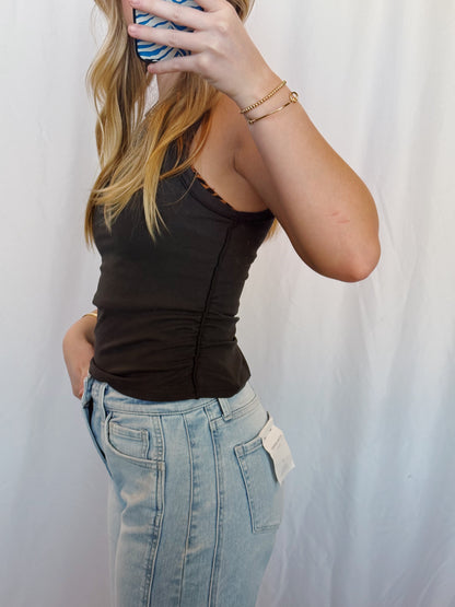 Mae Ribbed Tank in Charcoal