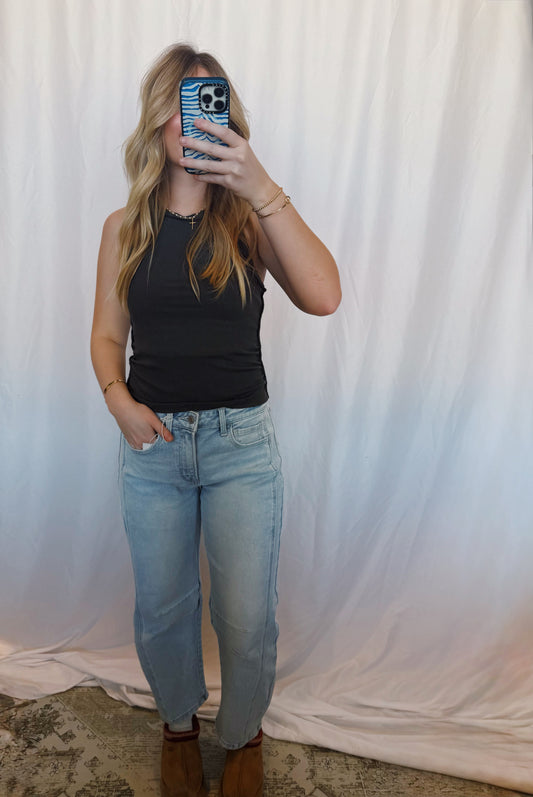 Light Wash Barrel Jeans