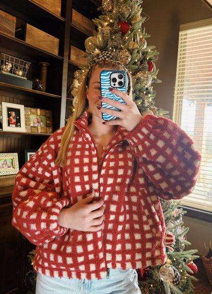 Stella Check Zip Up Sherpa